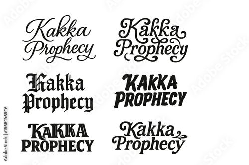 Harmonious Lettering Grid. Kakka Prophecy. Set lettering. harmonious lettering variations of the same emblematic concept, each with different