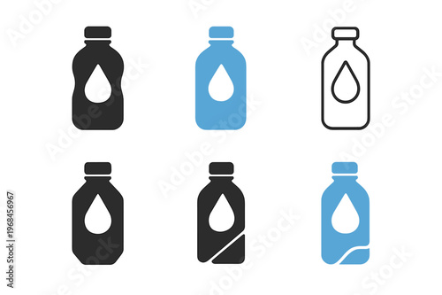 Healthy Lifestyle Logos. Healthy living and fitness routines. Icon set. Set Logo of Healthy living and fitness routines: water bottle hydration. harmonious