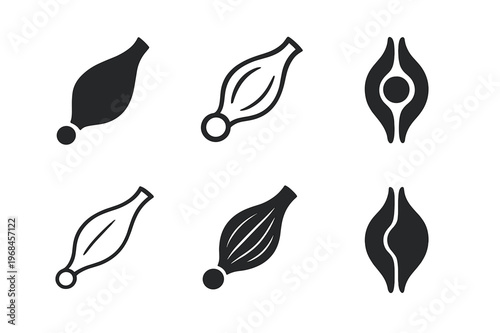 Muscle Movement Icons. How muscles move. Icon set. Set Logo of how muscles move: tendon connection. harmonious logo variations of the same emblematic concept,