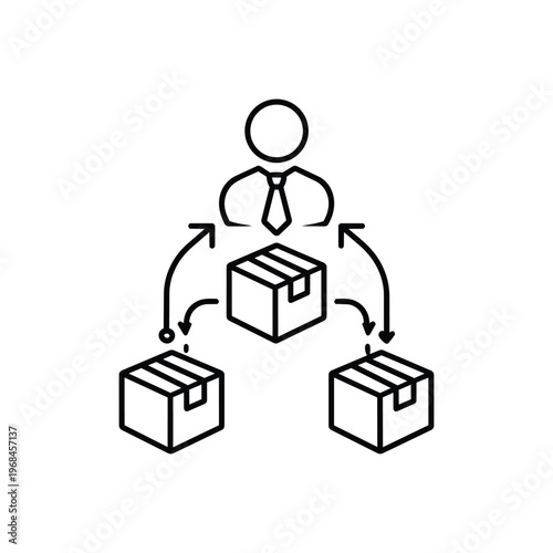 Black and white vector logistics manager profession icon logistics manager distributing packages illustration profession concept