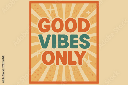 Retro Nostalgia Poster. Retro Poster with bold rounded fonts, centered layout, halftone dots, paper texture, sparkles and rays, nostalgic 50s?60s vibe, #F4A261