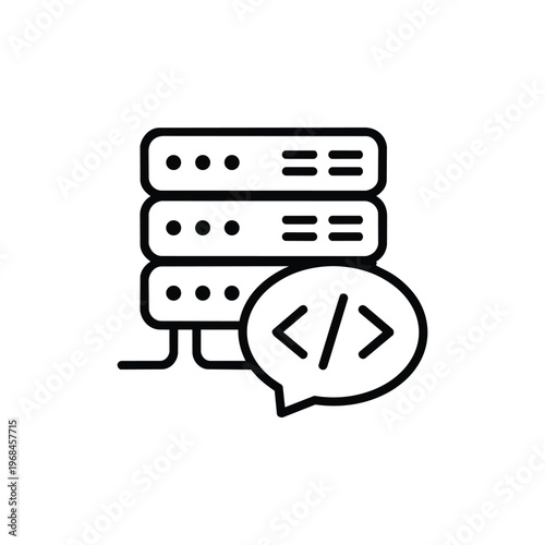 Backend developer profession icon backend developer coding server black and white vector illustration