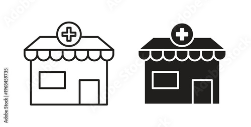Pharmacy icon in line design. Editable stroke icon.