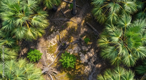 Aerial View of Pine Trees.