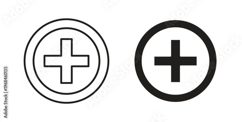Plus icon in line design. Editable stroke icon.