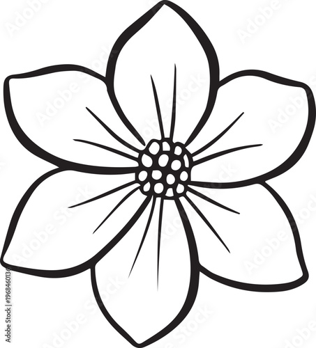 Simple floral flower heads wildflower outline clipart vector illustration