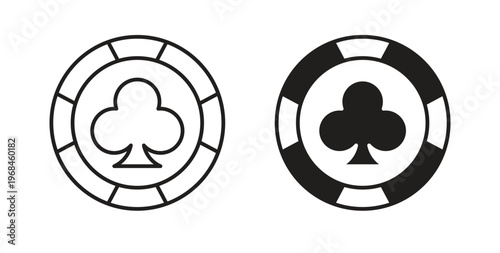 Poker chip icon in line design. Editable stroke icon.
