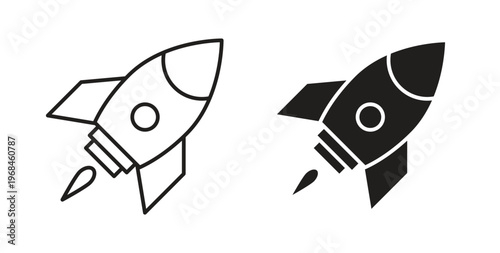 Rocket launch icon in line design. Editable stroke icon.
