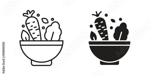 Salad icon in line design. Editable stroke icon.