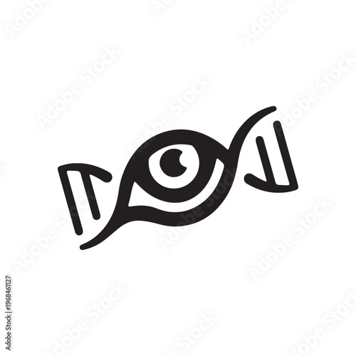 Stylized eye with curved lines and shapes in black color