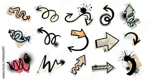 A collection of various hand-drawn arrows and pointers with different styles and directions on a white background with Image_fx effects.