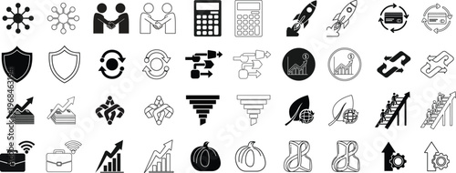 Collection of diverse icons depicting various concepts and activities Vector