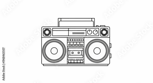 Retro boombox with large speakers and cassette deck