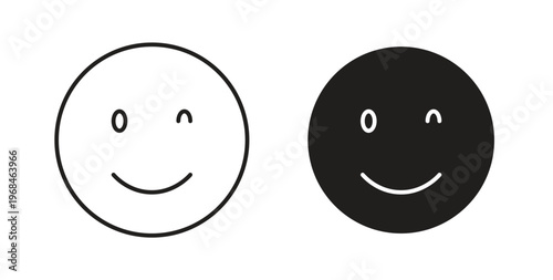 Smile wink icon in line design. Editable stroke icon.