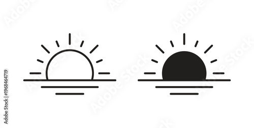 Sunrise icon in line design. Editable stroke icon.