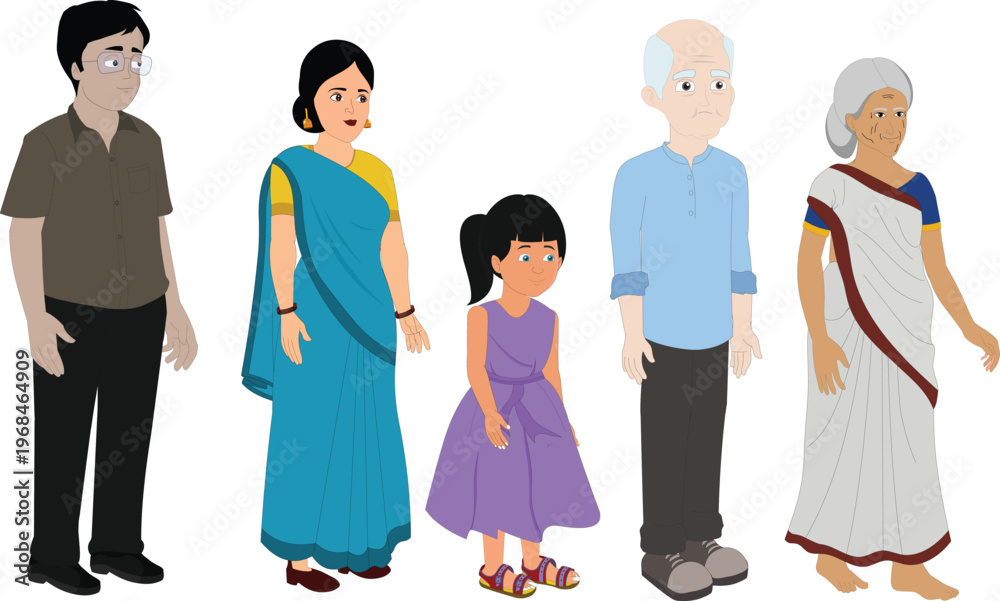 Fototapeta premium Indian School Girl Character for Animation with Separated Body Parts - South Asian Female Student in Green and Orange Uniform for Educational Infographics and Cartoon Stories