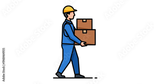 Man carrying boxes in uniform.
