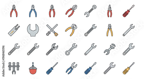 Collection of various metal tools.