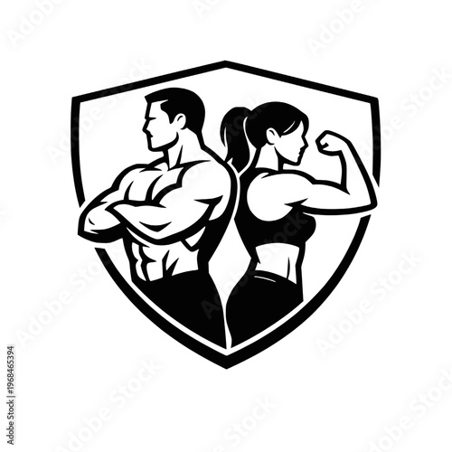 man and woman gym badges 
