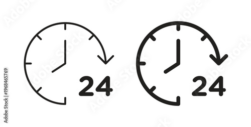 Time twenty four icon in line design. Editable stroke icon.