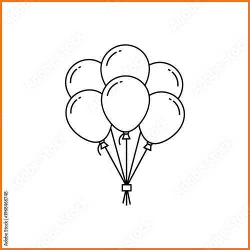 Εκτύπωση καμβά Bunch of Balloons Line Art