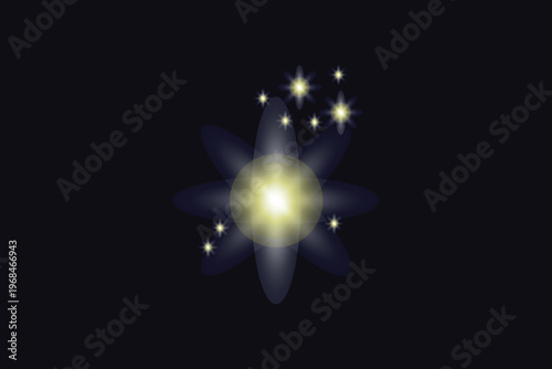 Magical light effect sparkling starburst isolated on transparent background for design