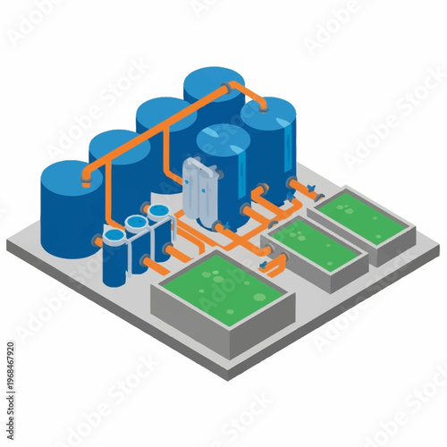 Industrial Water Treatment System with Tanks and Filters.