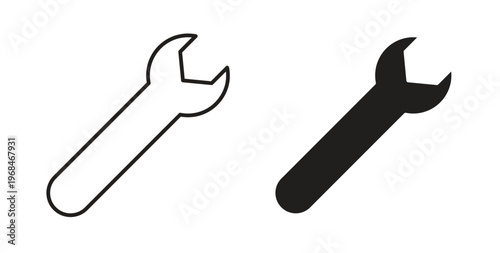 Wrench icon in line design. Editable stroke icon.
