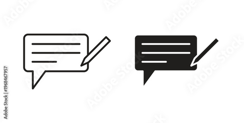 Write comment icon in line design. Editable stroke icon.