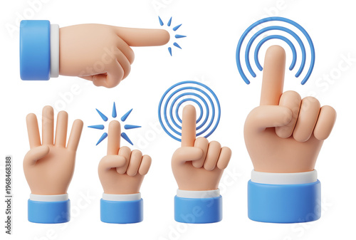 3D Animated Hands with Finger Gestures, Pointing, and Interactive Icons