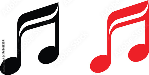 Two musical notes black and red a visual harmony