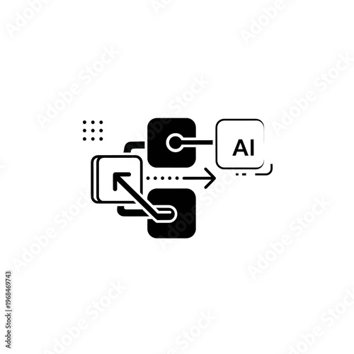 AI integration pipeline icon with linked data flows smoothly