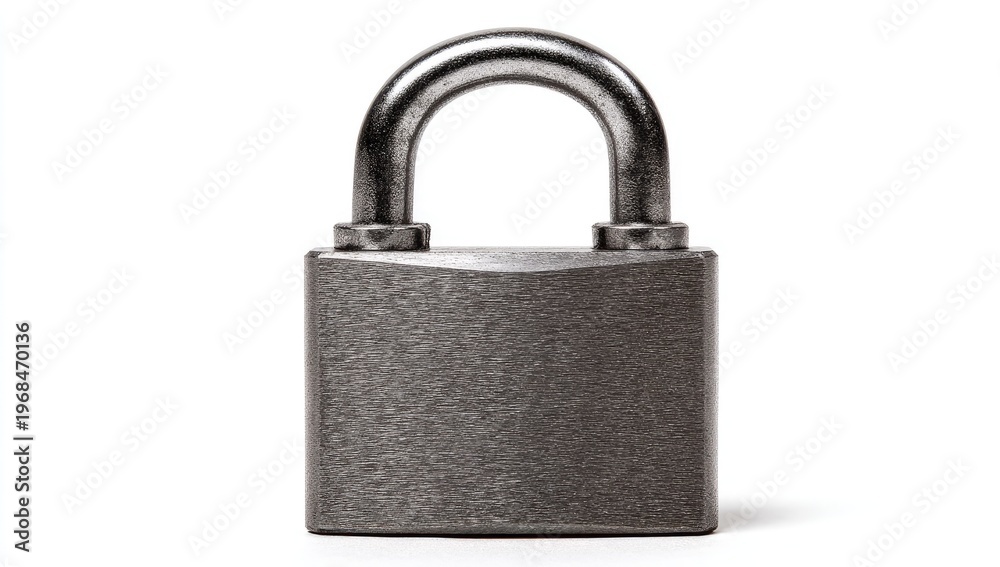 Fototapeta premium Metallic padlock isolated on white background for security concepts