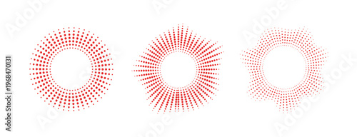 sound wave equalizer gradient colors, round sound wave set. frequency audio waveform. graphic design elements small dots representing audio visualization isolated and vector illustration.