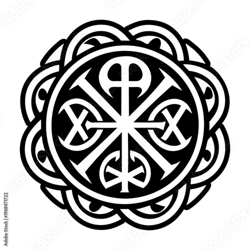 A filled style icon of chi rho tattoo