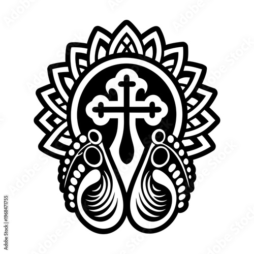 A filled style icon of divinity tattoo