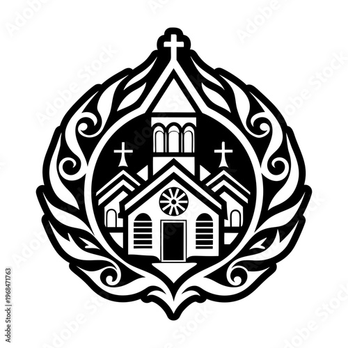 A glyph style icon of chapel tattoo