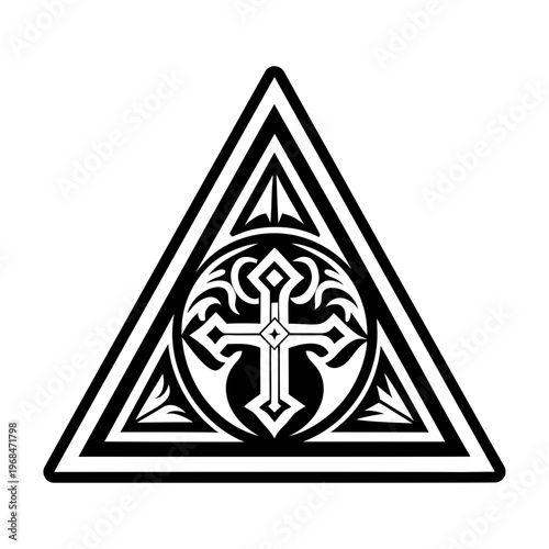 A solid style icon of religious cross tattoo