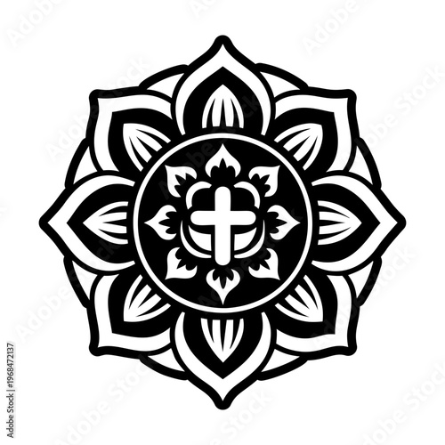 A solid style icon of holy flower tattoo