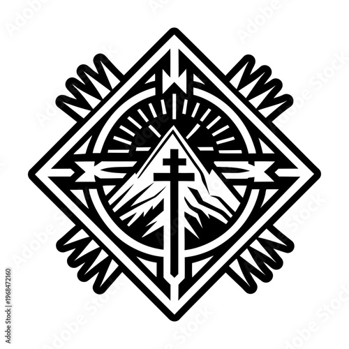 A solid style icon of holy mountain symbol