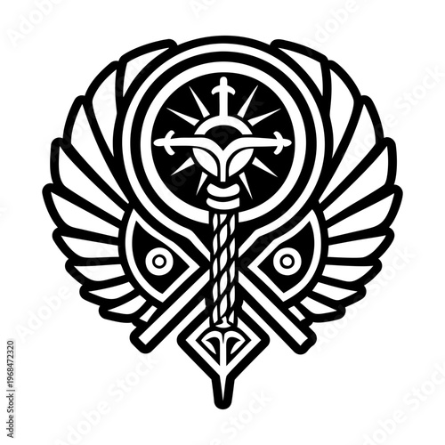A filled style icon of moses staff symbol