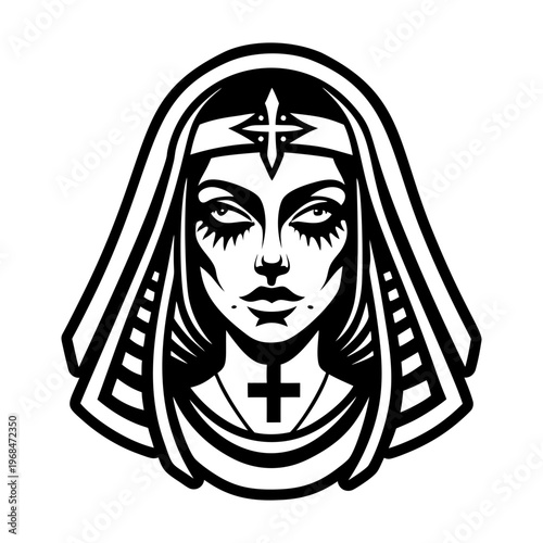 A solid style icon of nun symbol