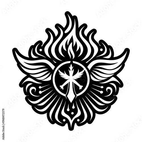 A solid style icon of holy wings symbol