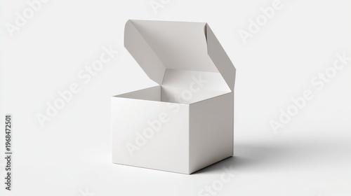 White foldable shipping box with minimalist design, branding concept, isolated on white