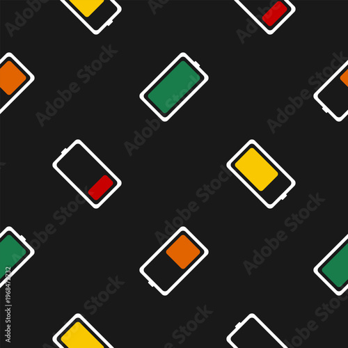Seamless pattern of simple flat battery level icon