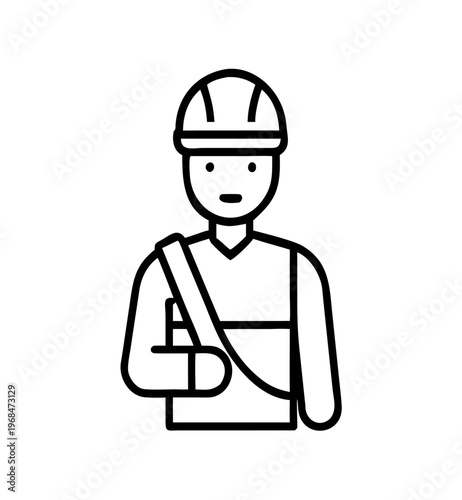 Man with injured arm in bandage icon vector, recovery process for person after accident