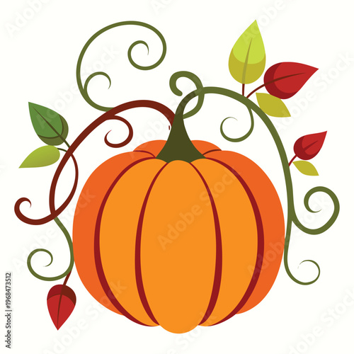 Chic Pumpkin Silhouette with Delicate Vines, Fall Theme Accent, Elegant Autumn Graphic