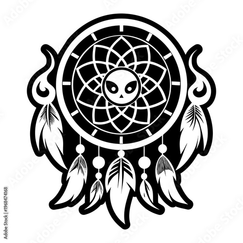 A filled style icon of dreamcatcher symbol