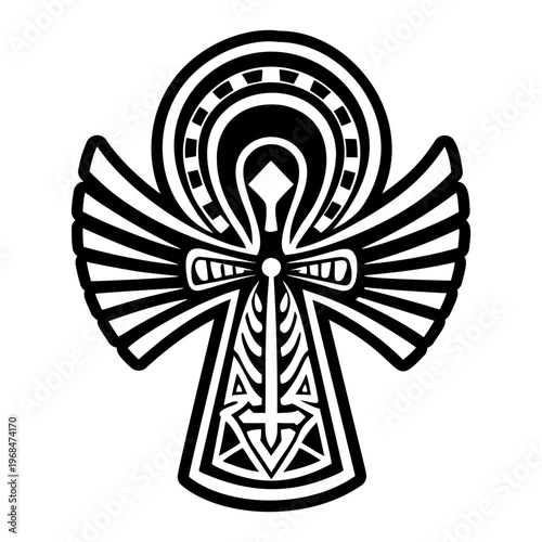 A glyph style icon of egyptian ankh tattoo