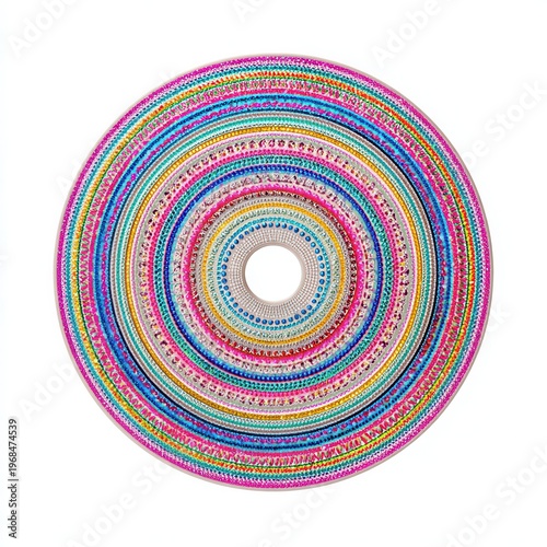 fiber disc, woven disc, handwoven, artisanal, colorful, batik print